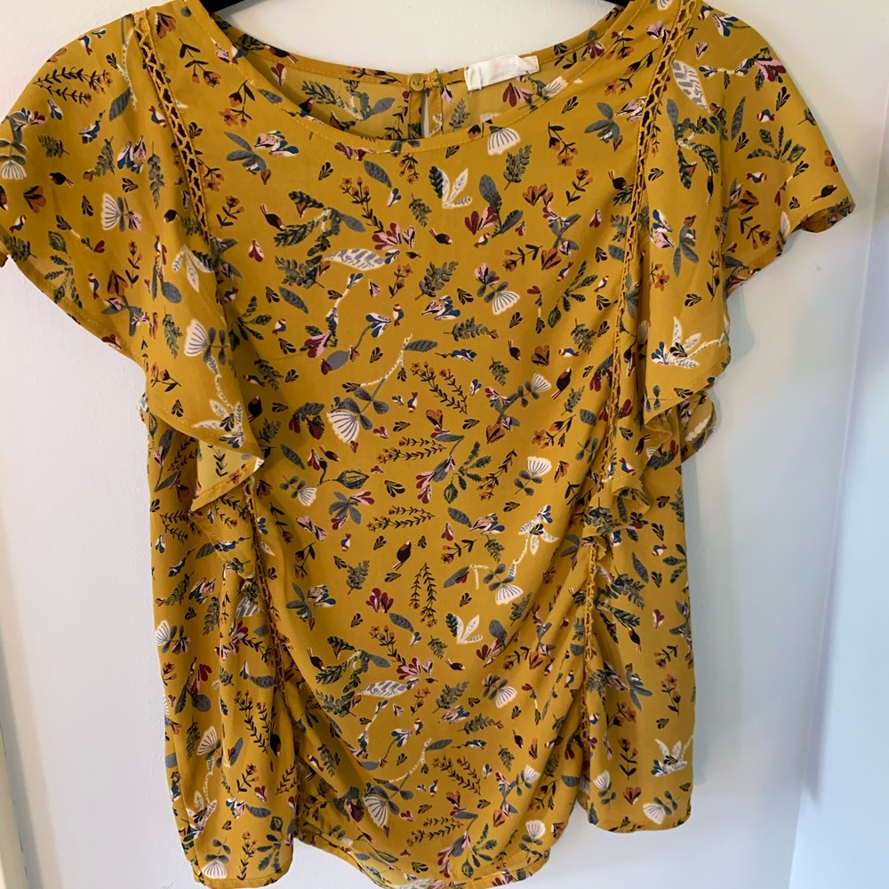 This mustard yellow flower print blouse